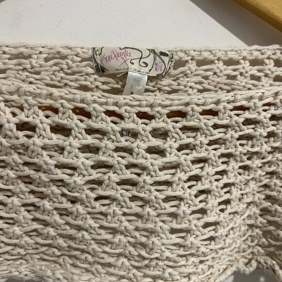 FREE PEOPLE Hayley White Knit Crochet Bolero Top size M / L - Picture 3 of 3